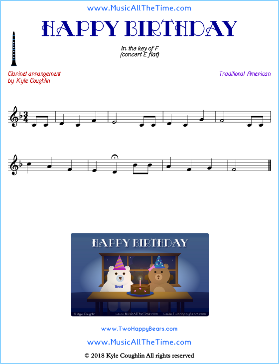 Happy Birthday Clarinet Sheet Music - roblox happy birthday song