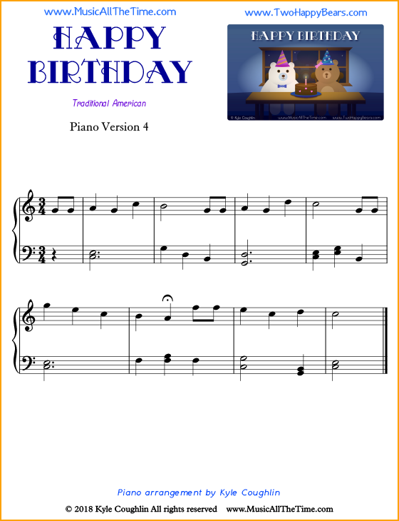 happy birthday ragtime piano sheet music