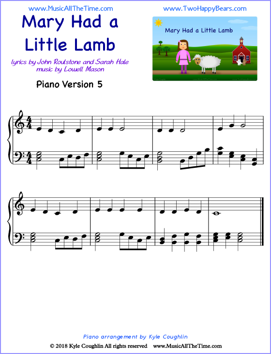 Mary Had a Little Lamb Piano Sheet Music