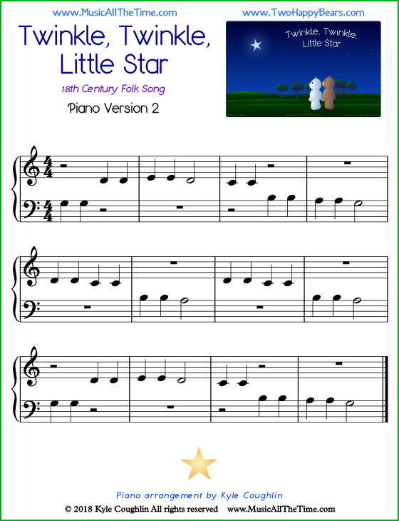Twinkle, Twinkle, Little Star: Beginner Sheet Music with Chords and Lyrics