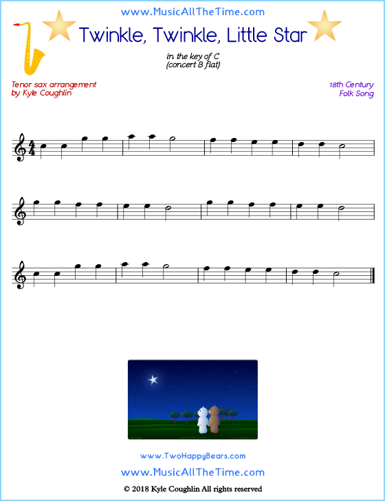 Twinkle, Twinkle, Little Star Tenor Saxophone Sheet Music