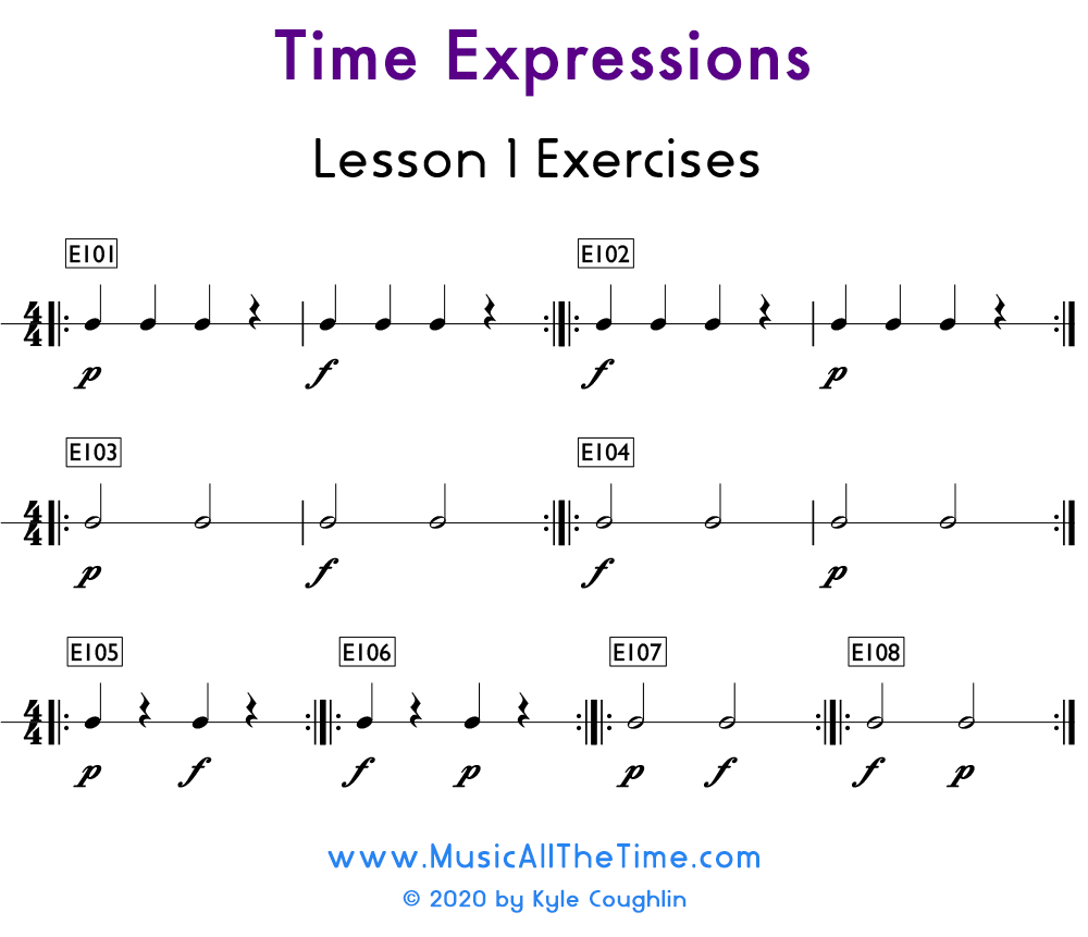 Exercises to practice forte and piano dynamic contrasts.