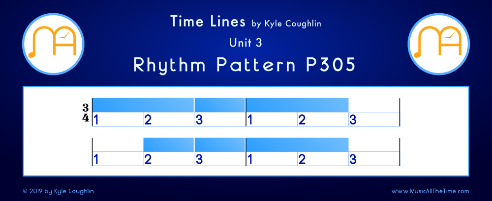 Time Lines Color Blocks for Pattern P305, showing the relative length and placement of each note and rest.