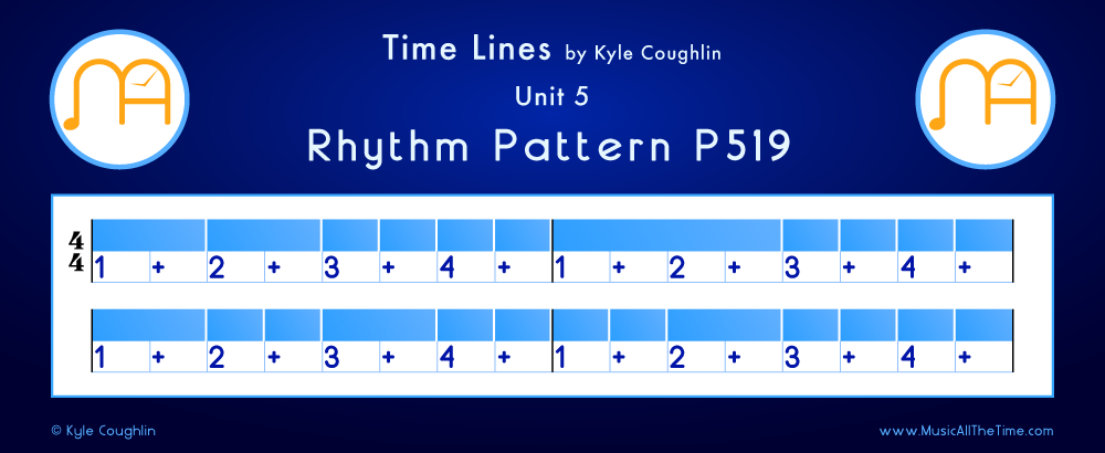 Time Lines Color Blocks for Pattern P519, showing the relative length and placement of each note and rest.