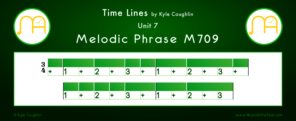 Time Lines Color Blocks for Melody M709, showing the relative length and placement of each note and rest.