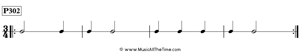 Time Lines Rhythm Pattern P302, with half notes and quarter notes in 3/4 time.
