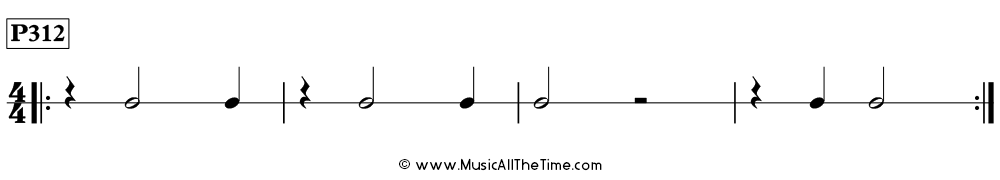Time Lines Rhythm Pattern P312, with half notes, half rests, quarter notes, and quarter rests in 4/4 time.