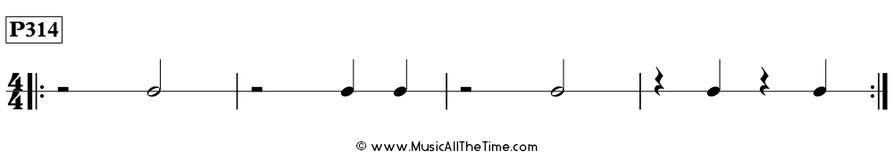 Time Lines Rhythm Pattern P314, with half notes, half rests, quarter notes, and quarter rests in 4/4 time.