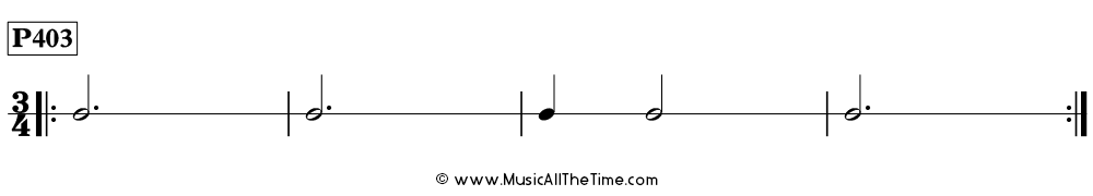 Time Lines Rhythm Pattern P403, with dotted half notes, half notes, and quarter notes in 3/4 time.