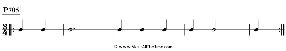 Time Lines Rhythm Pattern P705, with two beats of pickup notes in 3/4 time.