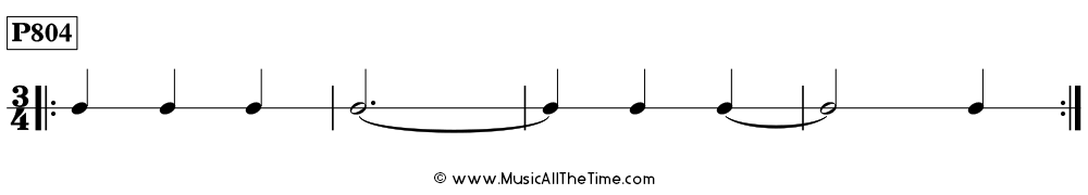 Time Lines Rhythm Pattern P804, with ties over measure lines in 3/4 time.